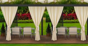 Vonkajšie závesy na terasu 155x200 cm èervená 4 ks | vonkajšia záclona odolná voèi poveternostným vplyvom | Vonkajšie závesy na terasu, záhradu, verandu