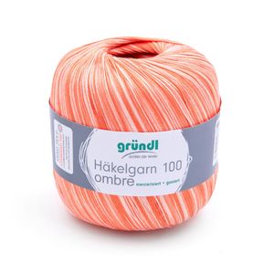 Gründl Häkelgarn ombre Stärke 10, Filethäkelgarn, 100 g, 100 % Baumwolle, Farbverlauf orange (05)