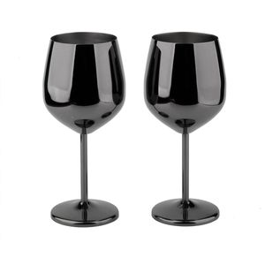Edelstahl-Rotweingläser, Kelche, Wein-Champagner-Gläser, 500-ml-Cocktailgläser (2er-Set), Schwarz