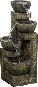 Outsunny Gartenbrunnen, Springbrunnen mit Einstellbarer Strömung, 4 Stufen Zierbrunnen, für Garten, Gartenteich, Terrasse, Kunstharz Schwarz