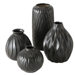 Vase Blumenvase Porzellan matt schwarz H 9-19 cm  4er Set