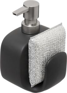 5five Simply Smart Spülmittelspender mit Schwamm aus schwarz silber 15,5x11,5x9 cm