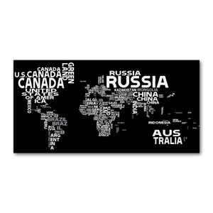 Tulup® Leinwandbild - 140x70 cm - Wandkunst - Drucke auf Leinwand - Leinwanddruck  - Landkarten & Flaggen - Schwarzweiß - Weltkarte
