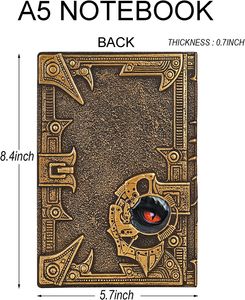 ANTCOOL 3D-Tagebuch, Notizbuch, Fantasy-Leder, Vintage-Tagebuch, geeignet für Dungeons and Dragons, RPG-Player, Antik-Notizblock, A5, Reisetagebuch für Männer, Jungen und Kinder, Drachenliebhaber