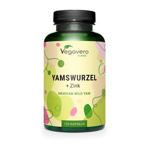 Vegavero Yamswurzel + Zink | 120 Kapseln | Wild Yams Extrakt | kombiniert mit bioverfügbarem Zinkcitrat | vegan