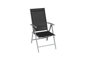 Skládací židle Merxx "Amalfi" - stříbrný hliníkový rám s černým textilním potahem