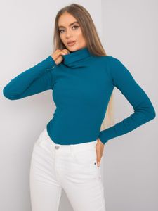 Rue Paris Damen-Rollkragenpullover Emeline meer blau L/XL