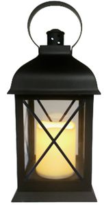 TrendLine LED Laterne schwarz 25 x 10,5 cm warmweiß mit Timer