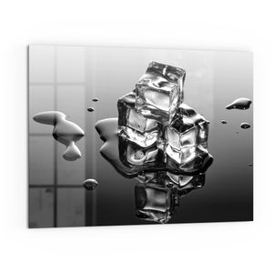 DEQORI Küchenrückwand Glas 80x60 cm 'Schmelzende Eiswürfel' Spritzschutz Bad Rückwand
