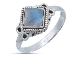 Ring aus 925 Silber mit Regenbogen Mondstein, Ringgröße:62 mm / Ø 19.7 mm