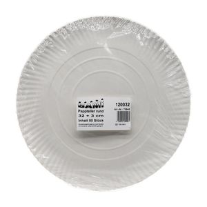 BAMI Pappteller | Einwegteller | rund, weiß, 32+3cm | 50 Stück