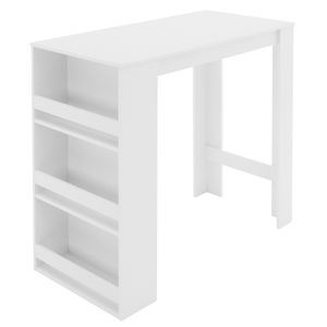 ML-Design barový stůl s 3 policemi, 117x106x57 cm, bílý, z lisované desky, spousta úložného prostoru, barový stůl se 3 policemi, barový pult bistro stůl barový pult kuchyňský stůl snídaňový stůl