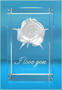 3D Glasquader I Rose I Text: I love You