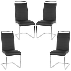 4er Set Esszimmerstühle Stühle  Freischwinger Stühle Bow Esstischstuhl Küchenstuhl Barstuhl - hohe Rückenlehne,Schwarz