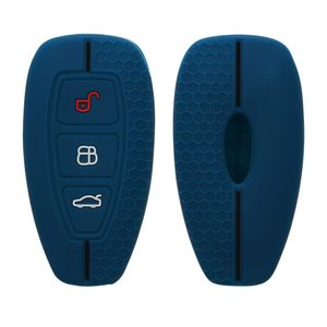 kwmobile Autoschlüssel Schutzhülle kompatibel mit Ford 3-Tasten Autoschlüssel Keyless Go Hülle - Schlüsselhülle aus Silikon - in Dunkelblau Schwarz