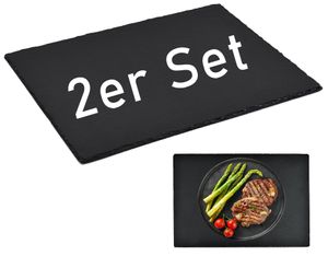 2er Set Schieferplatte Servier Käse Platte Platzset Tisch Untersetzer 30x40cm