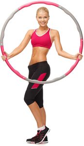 Hoola Hoop zur , Reifen mit Schaumstoff, Einstellbar Breit 73–96 cm beschwerter Hoola-Hoop-Reifen für Fitness Erwachsene Fitnessreifen zum Abnehmen – Effizientes Bauch-Workout - Rosa-Grau