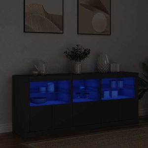 vidaXL Kredens z oświetleniem LED czarny 162x37x67 cm