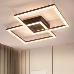ZMH LED Deckenleuchte Schwarz 24W Warmweiß Deckenlampe 3000K Modern Kristall Metall für Schlafzimmer Wohnzimmer Flur Küche