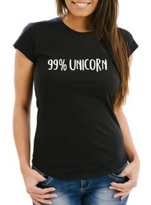 Damen T-Shirt Einhorn 99% Unicorn Moonworks® schwarz L