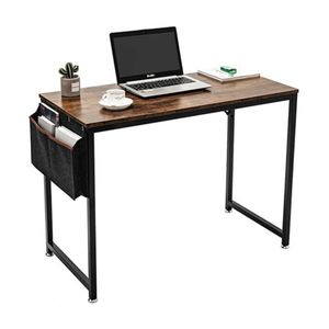 SensaHome – Retro-Schreibtisch/Schreibtisch – Computertisch mit Metallgestell – Arbeitstisch in rustikaler Holzoptik – Vintage-Look – Schwarz/Braun