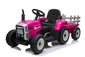Traktor mit Anhänger Kindertraktor Kinderelektroauto Elektromotorrad Elektro Fernbedienung 12V Pink