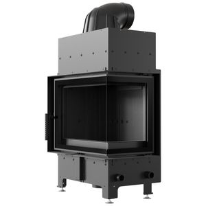 Oceľový krb FLOKI pravostranný 8 kW Ø 160 čierne samozatváracie dvere Thermotec