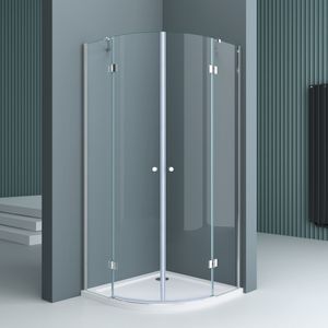 doporro Viertelkreisdusche Duschkabine 90x90x190cm Duschabtrennung ESG-Sicherheitsglas Klarglas inkl. Easy-Clean-Beschichtung Ravenna02K