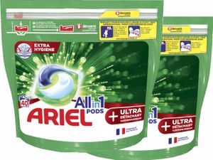 Ariel All-in-1-Waschmittel-Pods + Ultra-Fleckenentferner – 2 x 40 Wäschen – Vorteilspaket