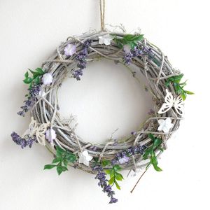 Flechtkranz Lavendel Kranz 30 cm mit Kunst Blüten zum Hängen Türkranz Dekokranz