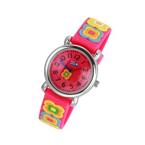 Tee-Wee dětské květinové gumové řemínky růžové Quartz analogové hodinky UW365P