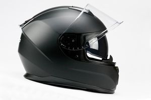 BNO-X3 Integralhelm, Motorradhelm, Rollerhelm, Sturzhelm, mit integriertem Sonnenschutz, Matt Schwarz, Größe L