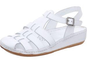 Gemini Damen Sandale Schnalle Cutouts Leder 336510-02, Größe:41 EU, Farbe:Weiß