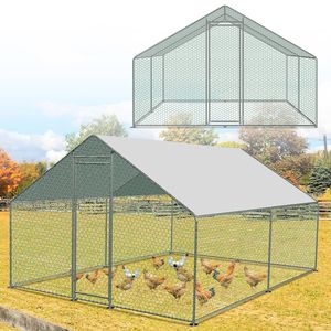 Yakimz 3x2x2m Hühnerstall Hühnerhaus verzinktem Hasenkäfig Geflügelstall Käfig PE Dach