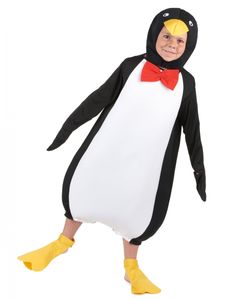 Pinguin-Kinderkostüm Tier schwarz-weiß-gelb