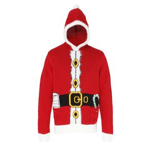 Vánoční obchod unisex svetr s kapucí v designu Otce Vánoc RW3797 (S) (Červená)