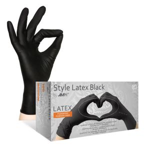 Einweghandschuhe, Latex Handschuhe, schwarz (black), puderfrei, 100 Stück, Größe XL, Style by Med-Comfort