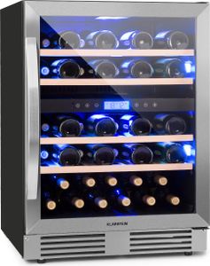 Klarstein Einbau-Weinkühlschrank, 2 Zonen Getränkekühlschrank Klein, Kleiner Weinschrank 129L, Wein-Kühlschrank Klein mit Glastür, Indoor/Outdoor Flaschenkühlschrank, Wine Fridge für 43 Flaschen