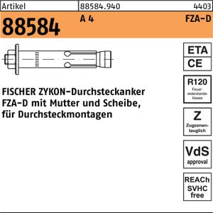 fischer priechodná kotva R 88584 ZYKON FZA-D 14x100 M10D/40 A 4 Bez špecifikácie povrchu