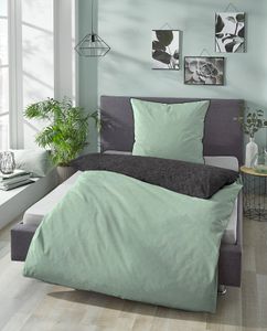 biberna Melange-Flanell Bettwäsche "MELANGE UNI" MINT 155x220 cm