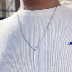 Halskette mit Anhänger Edelstahl Silber Rechteck Surferkette Herren Blogger Mode