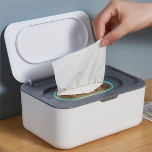 Tissue Aufbewahrungsbox Feuchttücherbox Tuchbox Tuchspender mit Deckel, Taschentuchspender, Weiß+Grau, Kosmetiktücherbox