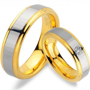 Gold Platiert TUNGSTEN , aus Wolfram , Trauringe mit Gratis Gravur Hochzeitsringe Eheringe Partnerringe  Ohne Steine und mit 1 Steine  JW10-1