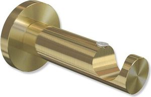 Interdeco Träger, Halterung mit 7,5 cm Abstand, Auflageträger für Gardinenstangen 20 mm Ø, 1-läufig, Messing-Optik, Modell Platon