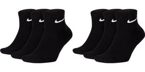 6 Paar Nike SX7667 Herren Damen Kurze Socke Knöchelhoch Everyday Cushioned Socken - Größe: 38-42 - Farbe: Schwarz
