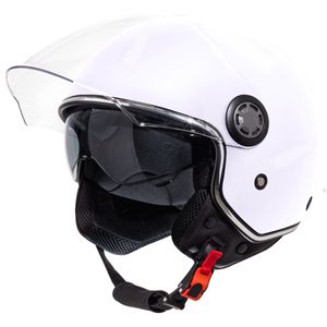 VINZ Pavia Jethelm mit Doppelvisier | Roller Helm Fashionhelm | In Gr. XS-XXL | Jet Helm mit Sonnenblende | ECE 22.06 Zertifiziert | Motorradhelm mit Visier - Weiß | M