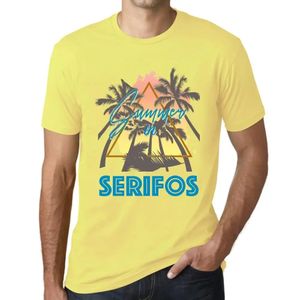 Herren Grafik T-Shirt Palmen Sonnenschein Sommer in Serifos – Palm, Sunshine, Summer In Serifos – Öko-Verantwortlich Vintage Jahrgang Kurzarm Lustige