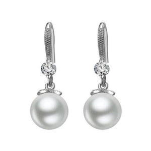 ASKSA 925 Silber Ohrringe mit 10 mm weißen Perlen und elegante Box