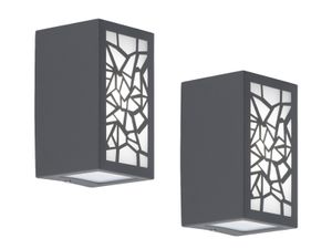 2x LED Außenwandleuchte Aluminium eckig 7W Wandleuchte außen Fassadenbeleuchtung