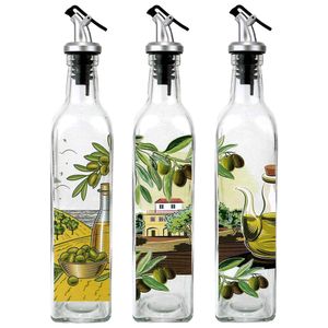 Olivenölflasche Essig Öl Olivenöl Flasche Ausgießer Spender Ölspender Glas 0,25L